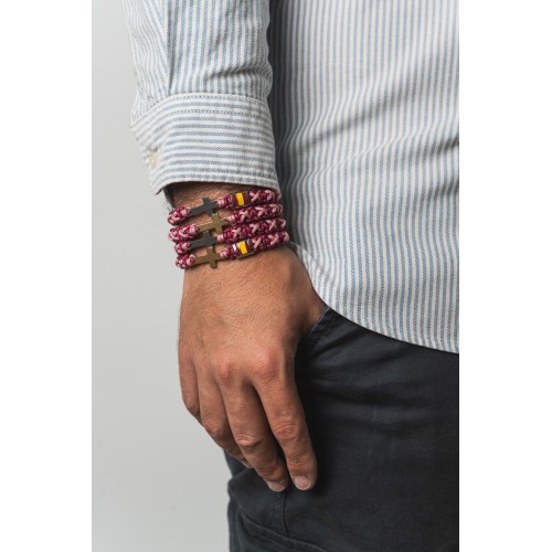 Pulsera cruz buganvilla y rosa palo