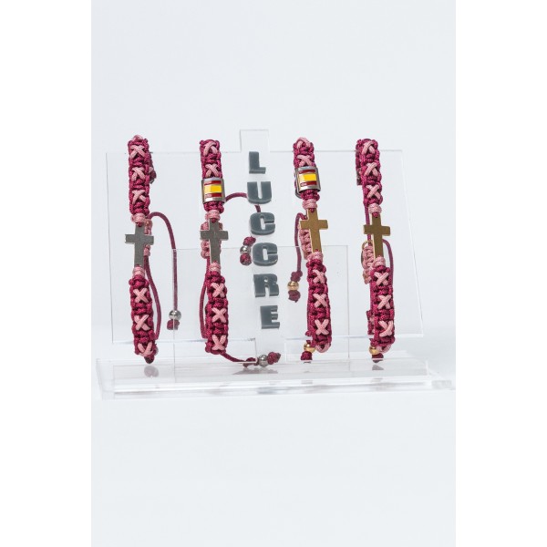 Pulsera cruz buganvilla y rosa palo