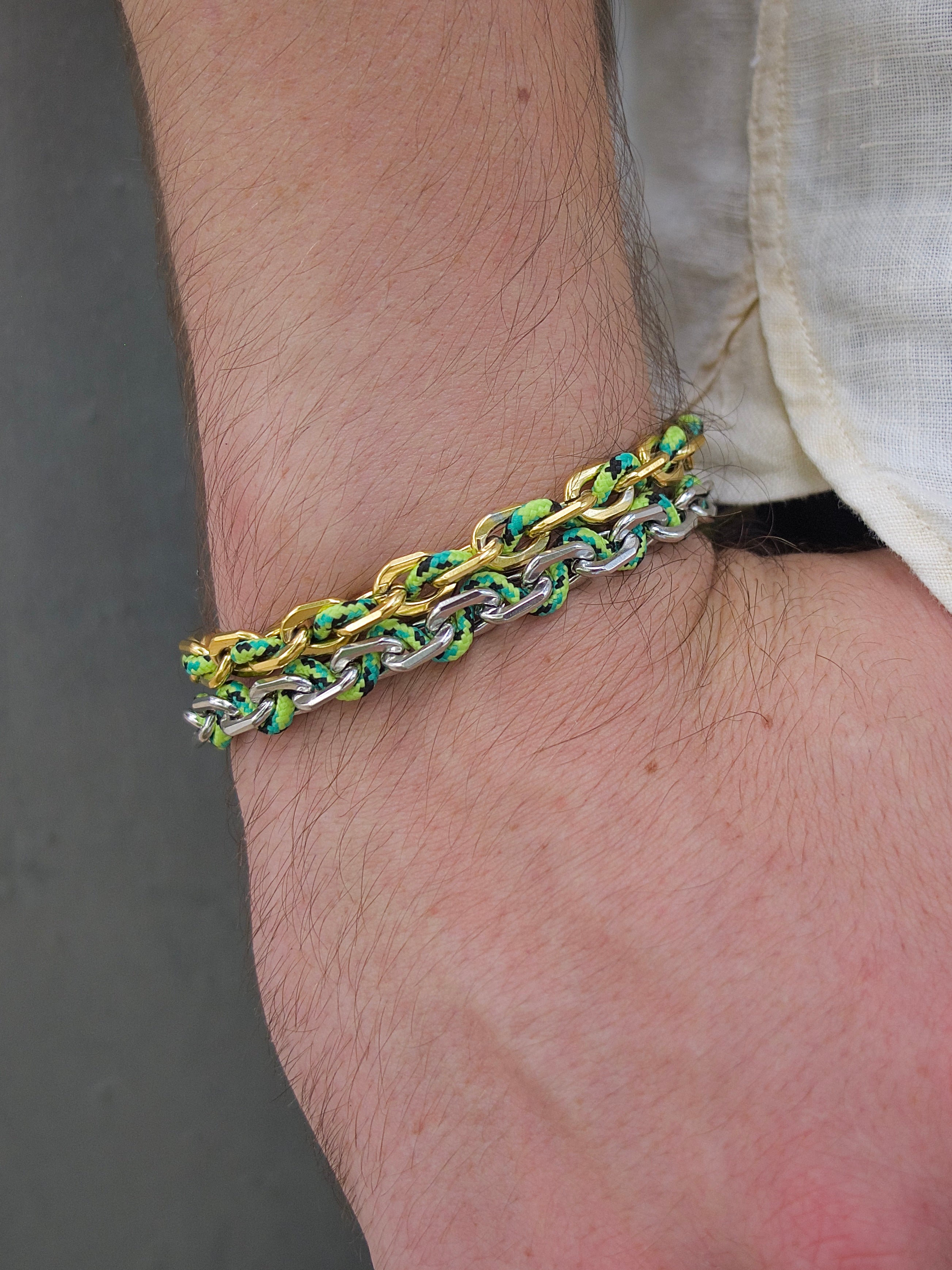 Pulsera eslabón trenzado Brasil