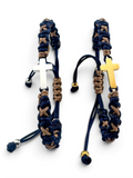Pulsera cruz azul marino y camel