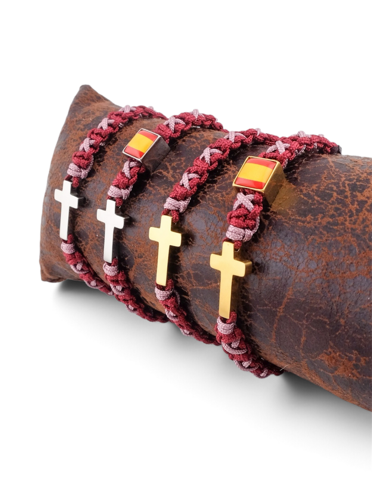 Pulsera cruz buganvilla y rosa palo
