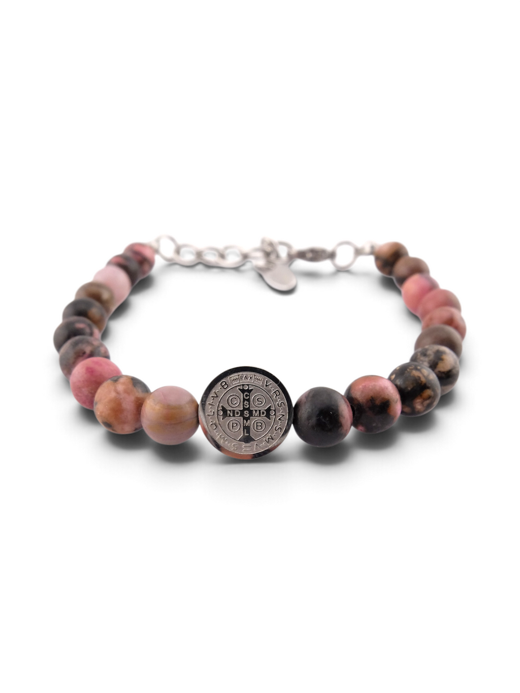 Pulsera San Benito piedra natural rosa
