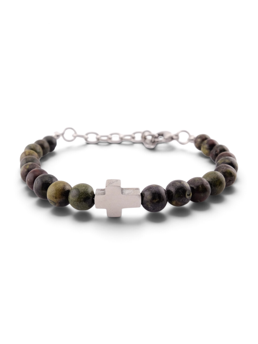 Pulsera cruz piedra natural verde