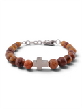 Pulsera cruz piedra natural miel