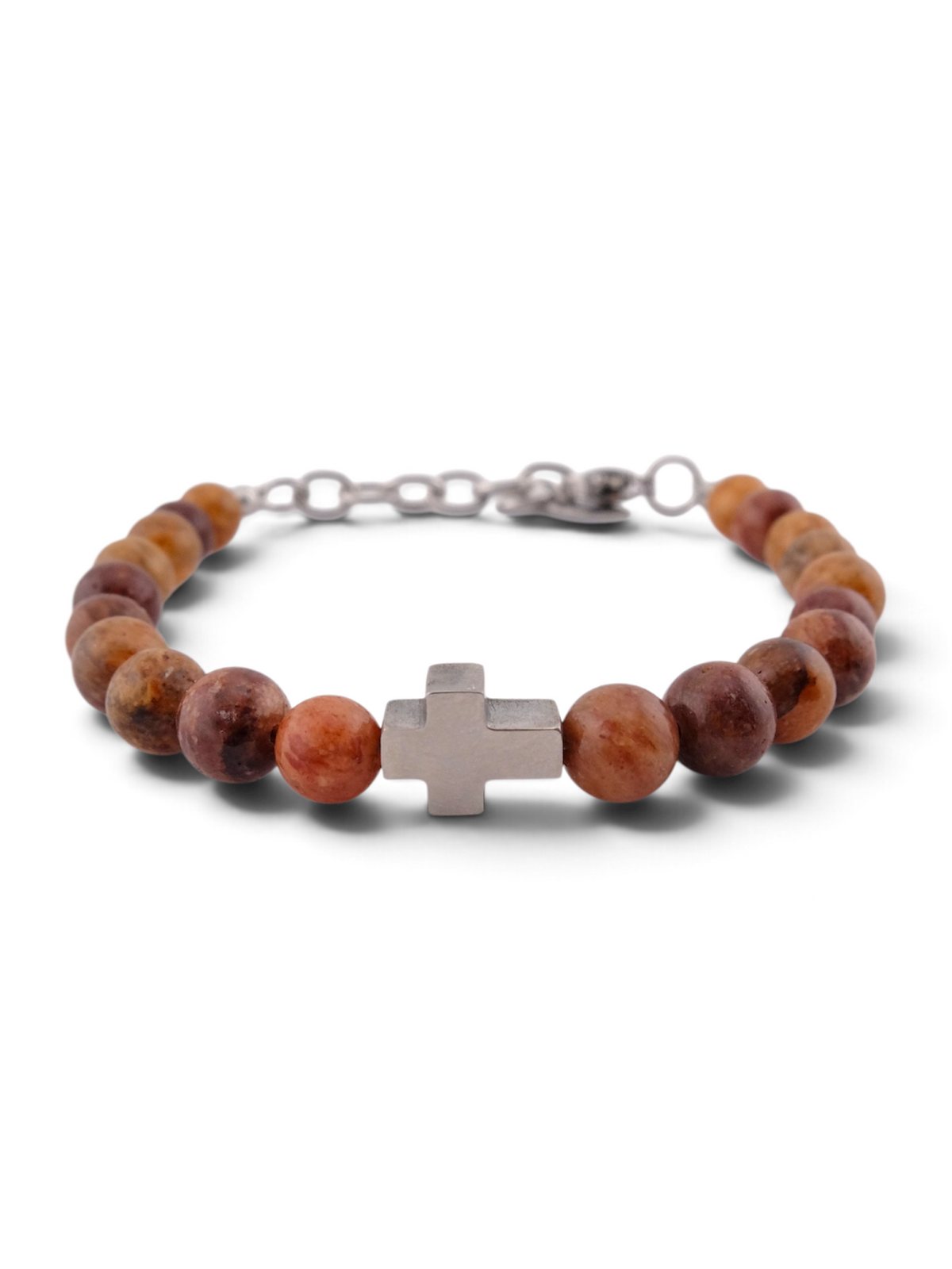 Pulsera cruz piedra natural miel