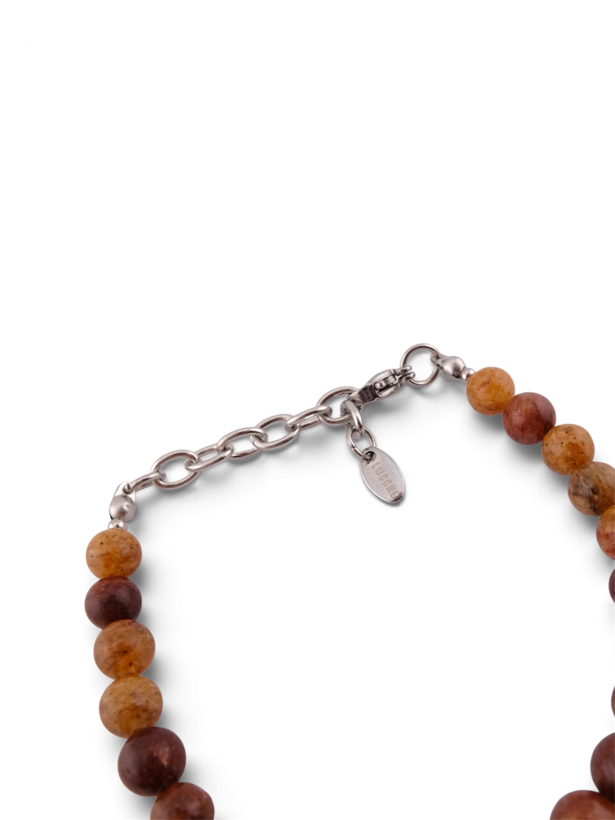 Pulsera cruz piedra natural miel
