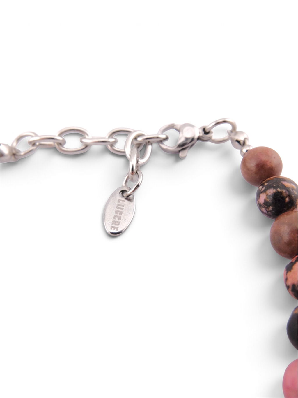 Pulsera cruz piedra natural rosa